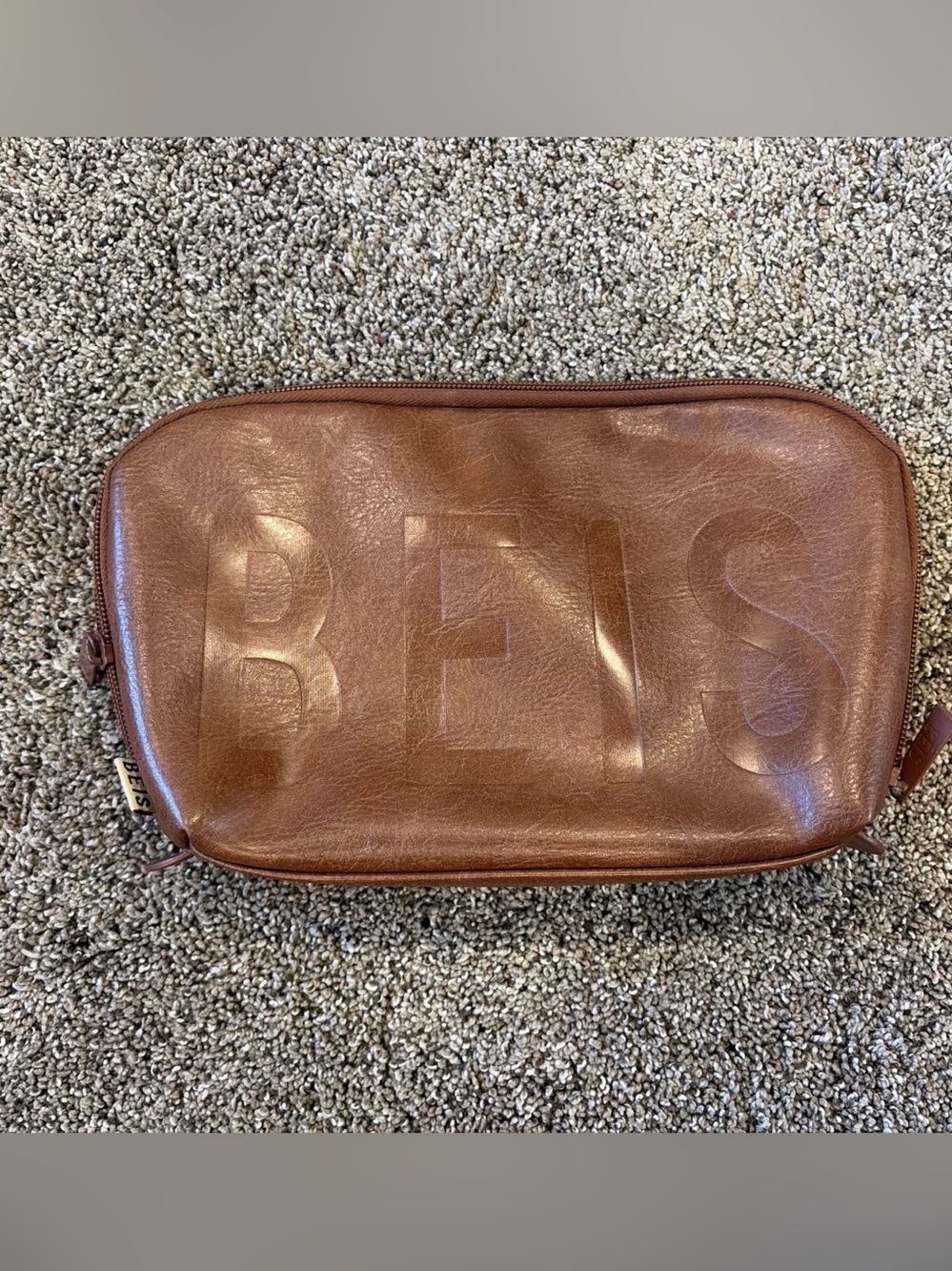 BEIS Brown Leather Cosmetic Pouch